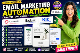 setup convertkit, flodesk email automation and kit newsletter