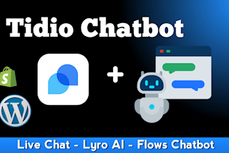 setup tidio live chat, lyro ai and chatbot flows
