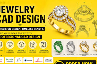 design jewelry cad design, 3d models for 3d printing and rendering