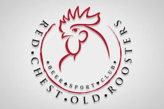 design modern rooster, chicken mascot, farm and poultry brand logo