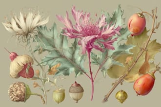 draw botanical watercolor clipart