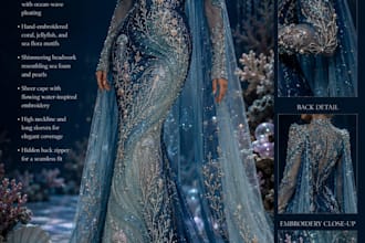 create luxury ocean inspired ai couture