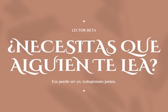 seré tu lector beta de confianza, dispuesta a todo tipo de género