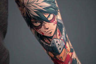 design custom anime tattoo or manga tattoo design