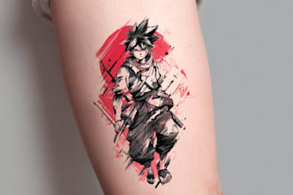 design custom anime tattoo or manga tattoo design