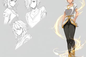 design professional anime character sheet and model sheet