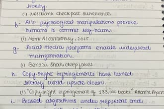provide handwritten notes of your texts and assignments