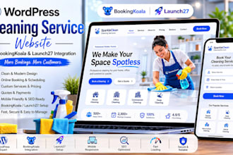 wordpress cleaning service website, house, office cleaning booking koala website