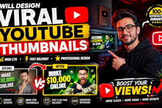 design clickable youtube thumbnail with high CTR professional design