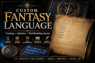 create a fantasy language, conlang, alphabet and naming system for you