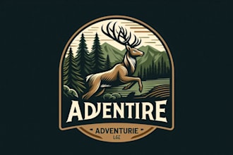 do deer hunter head vintage logo for your brand