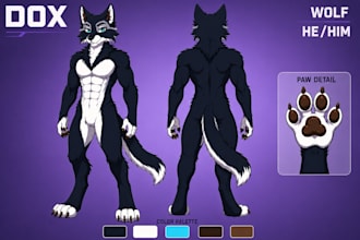 draw custom furry ref sheet fursona ref sheet anthro furry oc character design