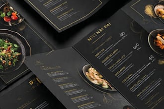 design a modern restaurant menu, cafe menu, or food menu