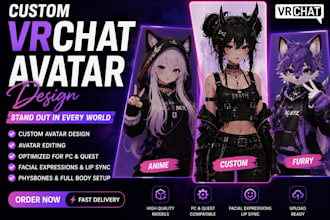 create custom vrchat avatars, vrchat models, and avatar edits