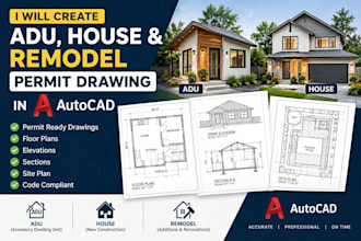 create adu, house and remodel permit drawings in autocad