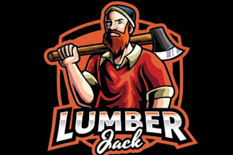 design high quality lumberjack mascot logo in just 12 hours