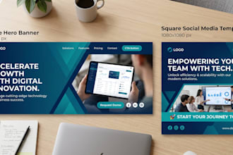 design a premium marketing package with editable social and web banners