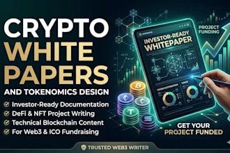 design your crypto white paper, defi content, ico tokenomics, nft white paper