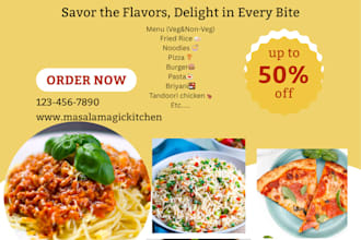 design attractive food menu posters and restaurant flyers