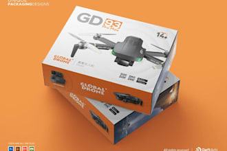 design a professional drone camera box packaging for your brand