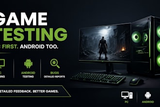 test and review your game on steam, PC or mobile