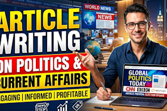 write well researched political and current affairs articles