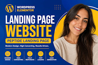 do wordpress elementor landing page, website landing page, peptide landing page