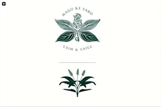 create hand drawn botanical floral logo design