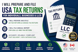 prepare and file USA llc, business, federal and state tax returns