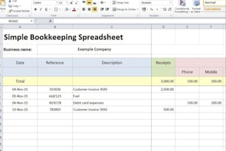 create excel bookkeeping spreadsheet template CSV and finance tracker