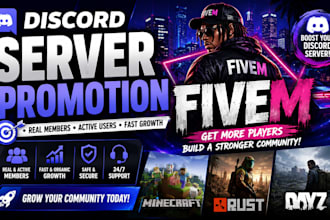 fivem server promotion, minecraft server, rust dayz, discord server promotion