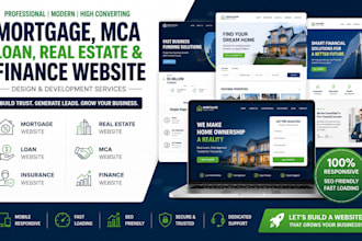 build mortgage mca website, loan website, real estate website, finance website