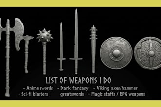 do printable 3d cosplay weapon props, 3d sword, 3d gun, armor for 3d printing