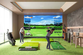 refurbish 3d sport facilities,badge,club ball golfer logo,drills via swing analy