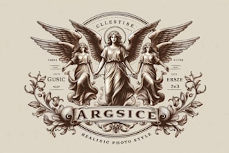 design a unique angels vintage logo for your brand