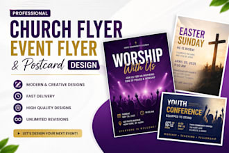 design stunning church flyer, event flyer and postcard design