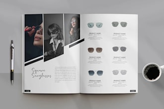 design a professional sunglasses product catalog for your brand