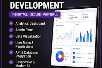develop admin dashboard analytics panel and business web app