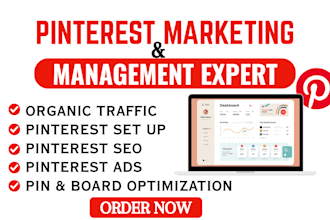 be pinterest marketing manager, grow your account with SEO, pins and board setup