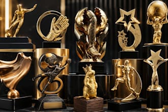 design professional 3d trophy model, 3d award design, medal and 3d printable stl