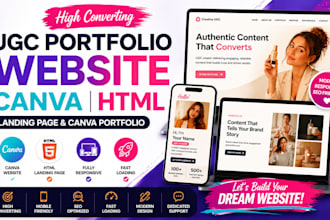design ugc portfolio website canva website html landing page  canva portfolio