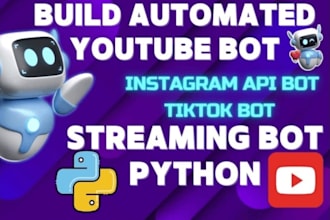 develop tiktok live bot youtube bot instagram bot twitter bot live streaming bot