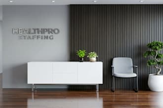 do 100 office building interior 3d logo mockup