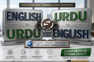 professionally translate english to urdu or urdu to english documents