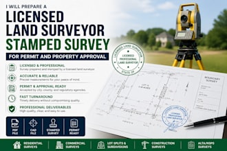 prepare a licensed land surveyor stamped survey for permit and property approval