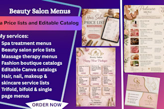 design fashion and beauty salon menus spa price lists and editable catalog