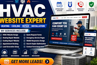 build hvac website heating cooling repair booking website lead generation