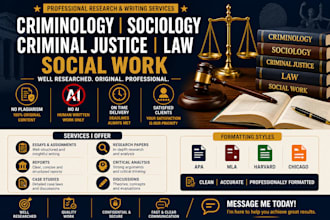 write criminology, sociology, criminal justice, law and social work research