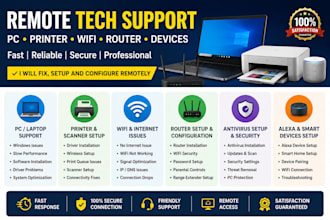do remote tech support for PC  laptop printer wifi  router  alexa