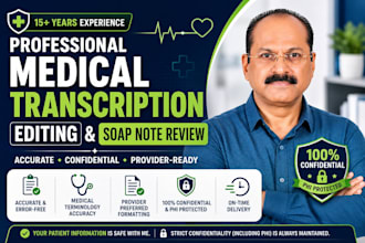 provide professional medical transcription editing and soap notes review